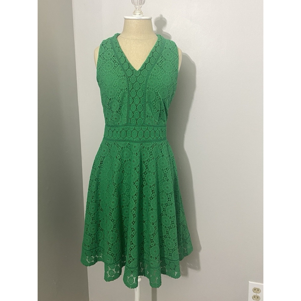 Women's Crochet Midi Dress Emerald Green BOHO Classic Fit Love Story - Size PM